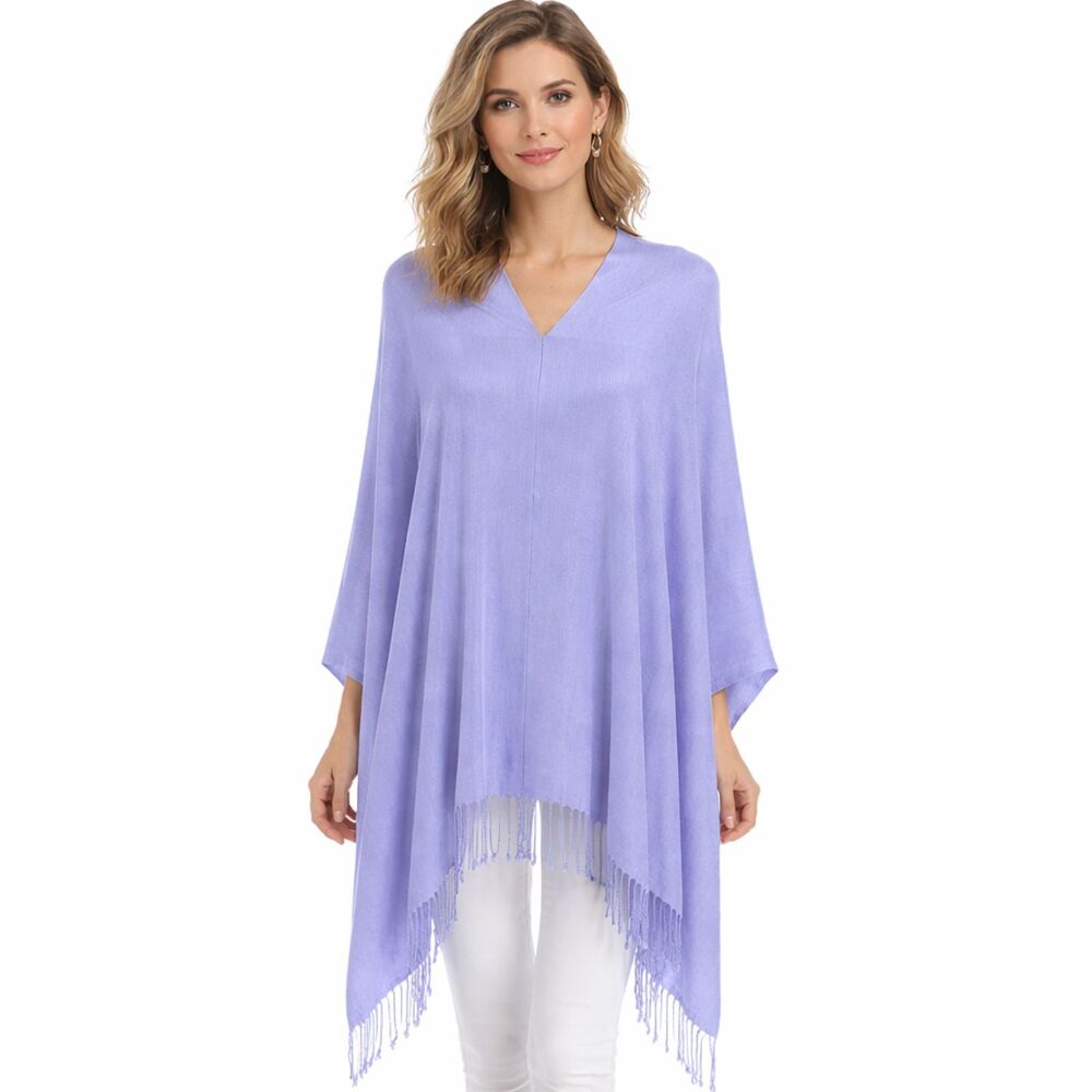 Periwinkle Poncho Fringe Lightweight